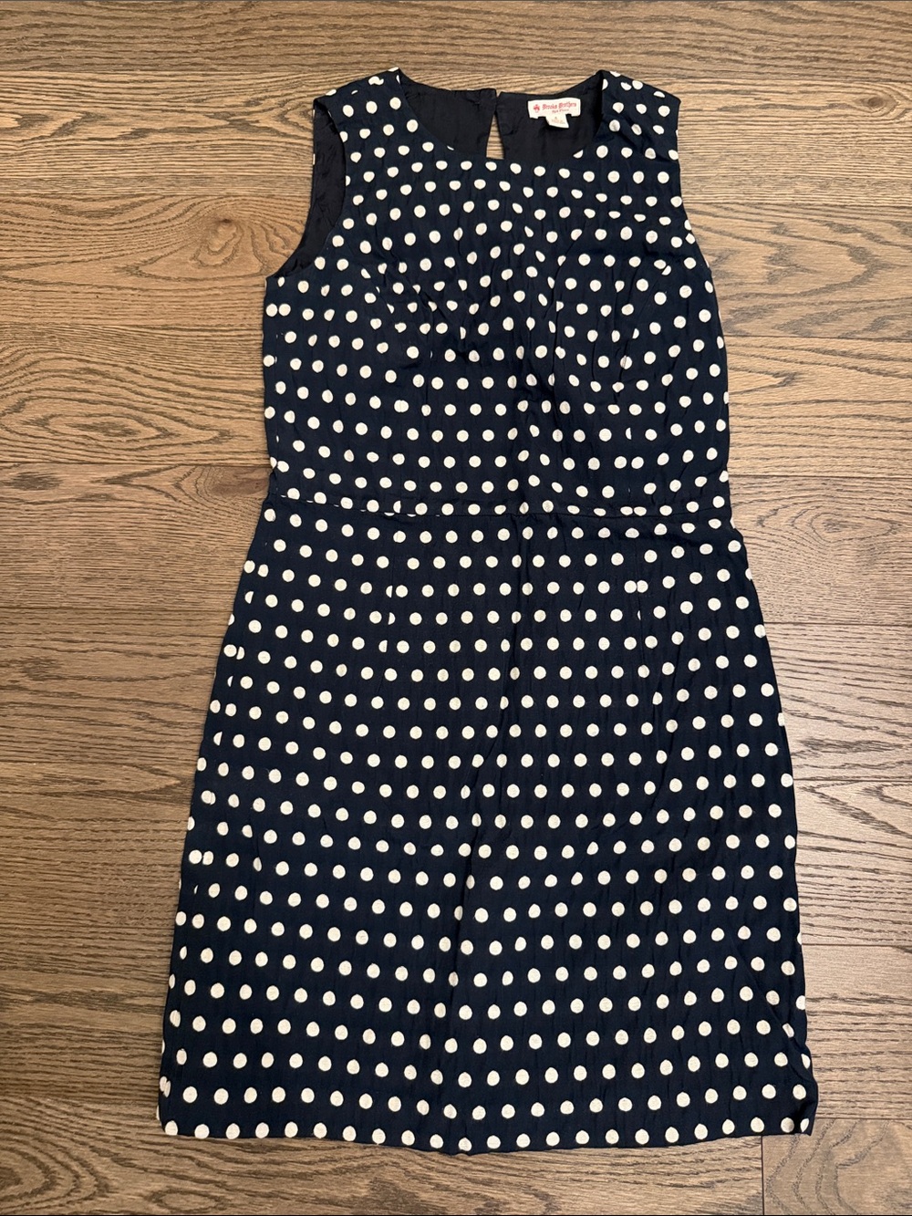 EUC Brooks Brothers Navy Polka Dot Sleeveless Dress